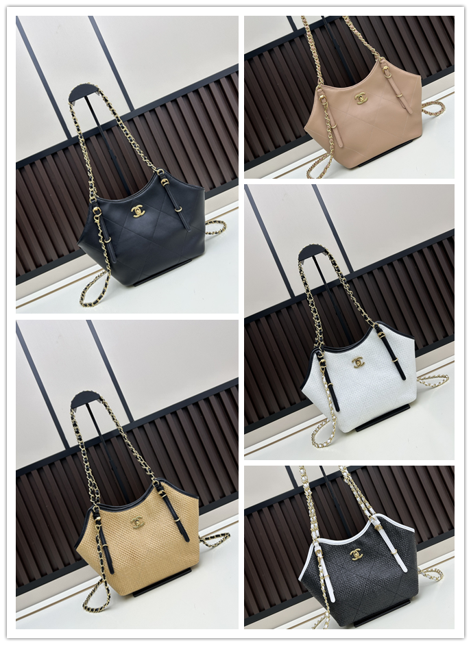 シャネル 26C早春コレクション ヒッピーバッグ ミニトート｜輸入カーフレザー×レトロメタル金具｜チェーン斜めがけ可（長さ調節）｜時を経ても色褪せないリラックス感