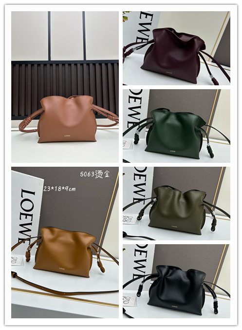 ロエウェ 2024アップグレード版 スモール フラメンコ クラッチ｜小号福袋【深カーキグリーン】｜S063｜ゴールド箔押しAnagramロゴ｜メタルフック留め具｜輸入牛革×ジャカードキャンバス｜22.5×18×9cm｜肩掛け/斜め掛け/手持ち3WAY｜超キュート収納力