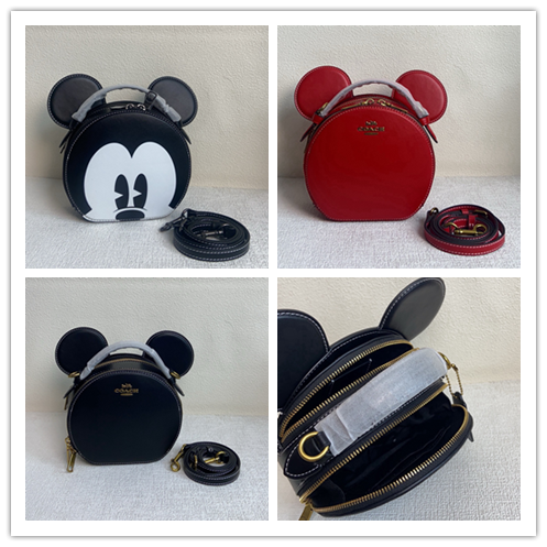 コーチ×ディズニー コラボ キャンティーン ミッキー系 円盤バッグ｜双拉链设计・収納便利｜活力感たっぷり・スタイリング主役級｜神バッグ