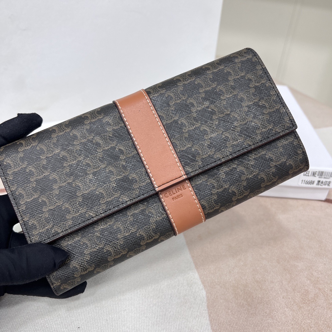 CELINE トリオンフ キャンバス ロゴプリント ウォレット