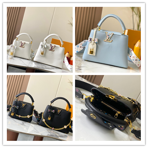 LOUIS VUITTON カプシーヌ ミニ ブラック33カラー リッチェルパターン ハンドバッグ