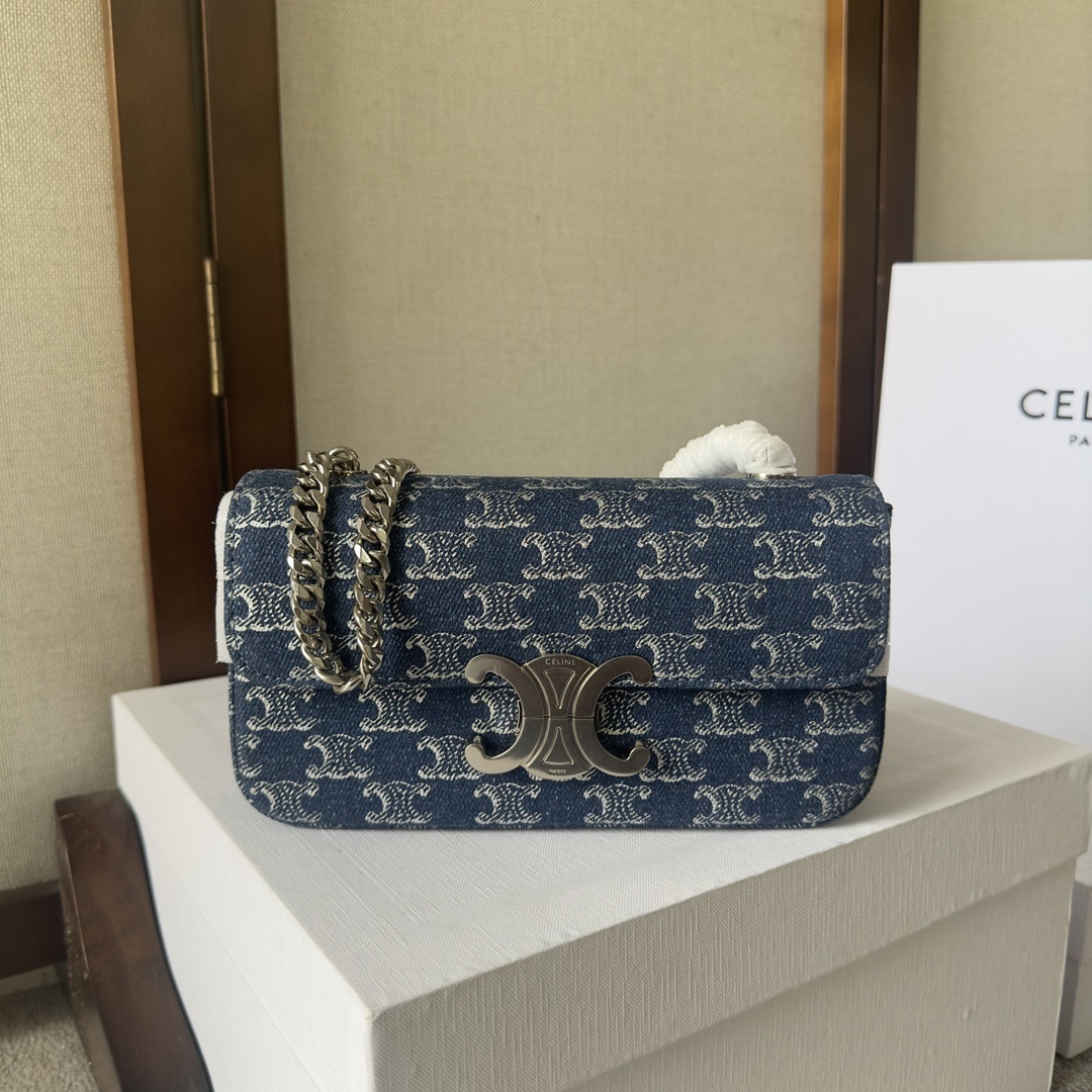 CELINE トリオンフ スモール デニム チェーンショルダーバッグ 2024年新作限定