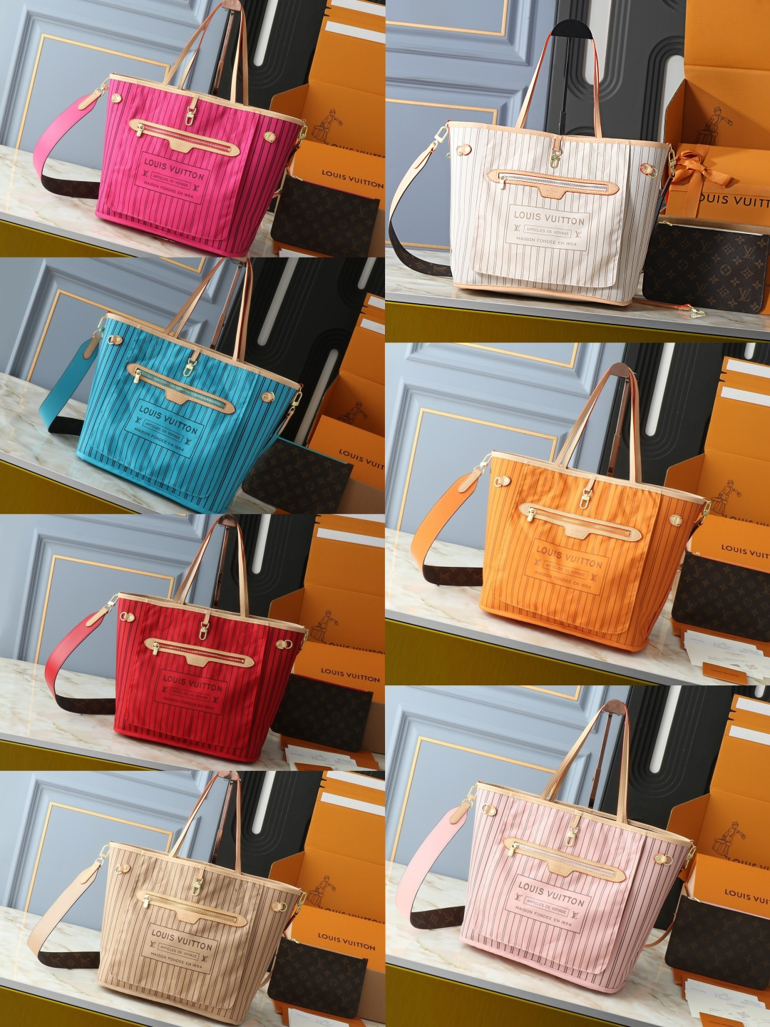 ルイ・ヴィトン「ネヴァーフル バンドリエアー インサイドアウト 中号」：モノグラム帆布とストライプ生地のデュアルデザイン、多機能な変形ポーチ