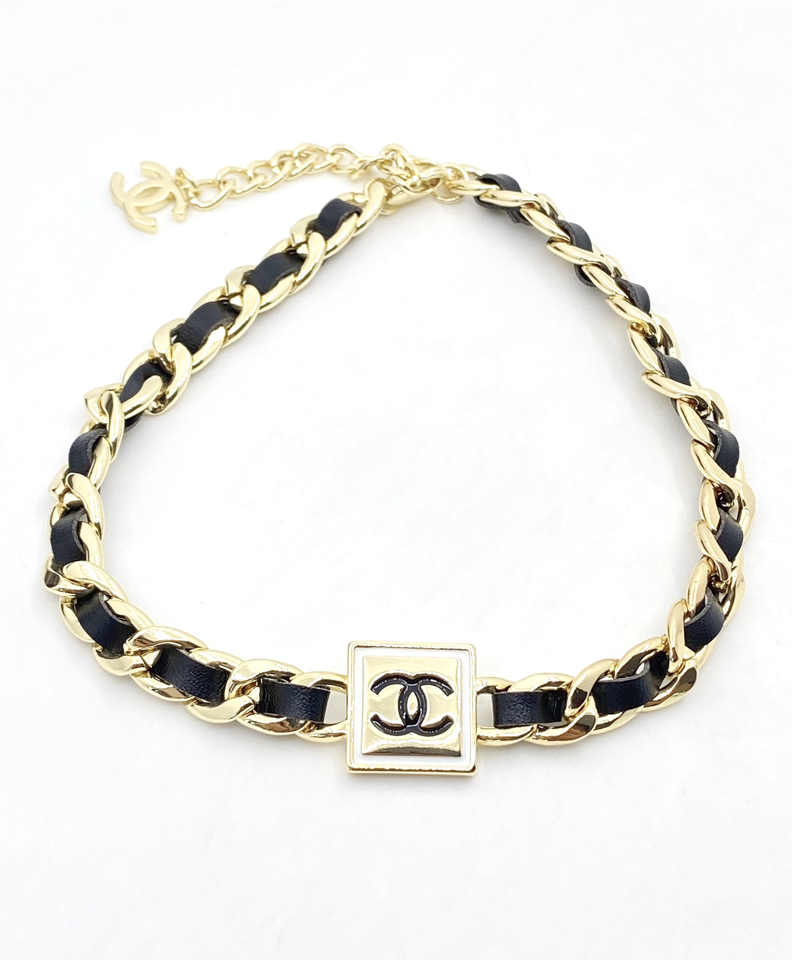 【CHANEL】シャネル ブレスレット レザー ラバー ブラック ゴールド金具 コンビ ロゴ シグネチャー レディース