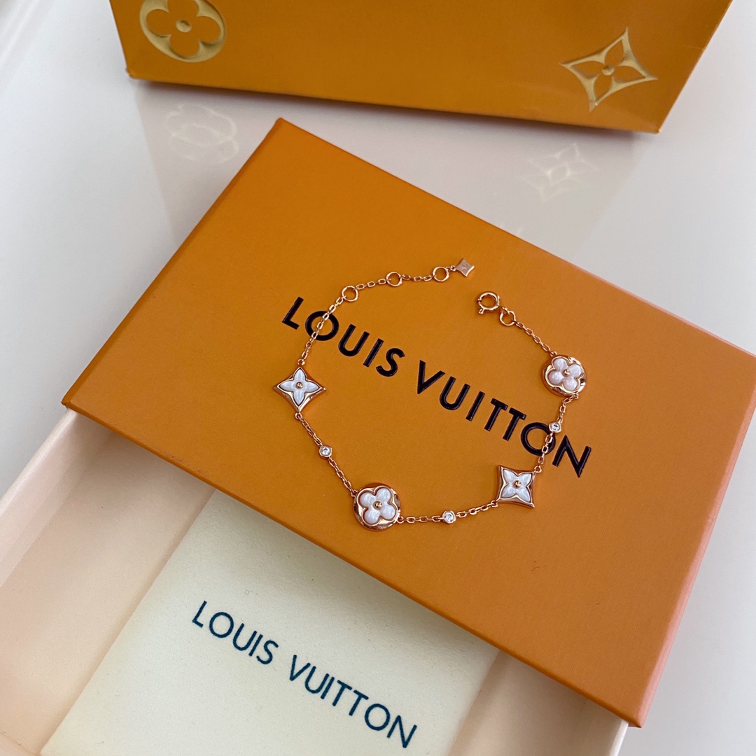 ルイ・ヴィトン ブルーミング LV 4花 ブレスレット 天然真珠層 シルバー ジュエリー モノグラム フラワー メンズ レディース