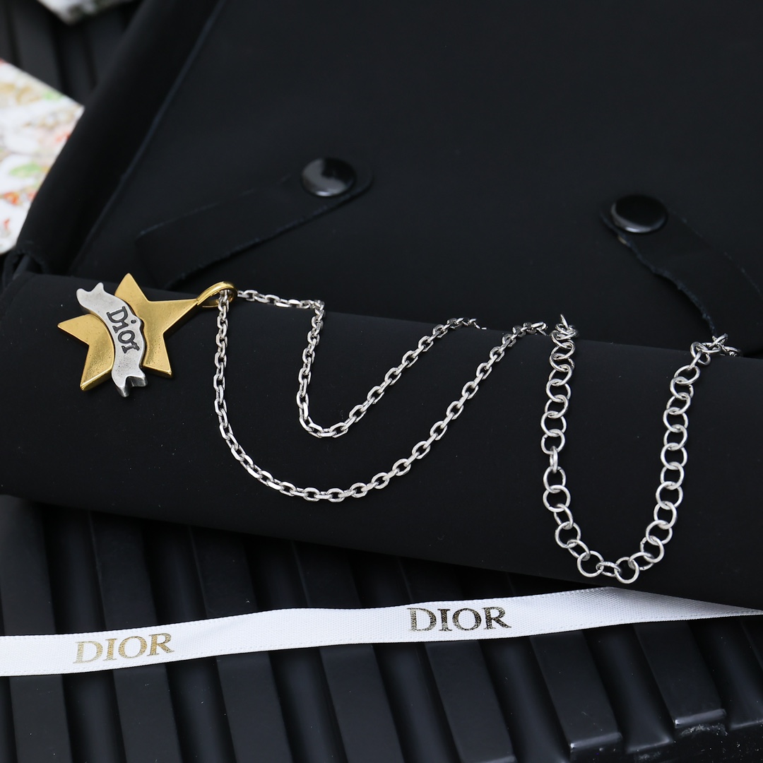 【ディオール風】新作 五芒星 ネックレス ツートーンカラー ヴィンテージ 上品 レディース ジュエリー プレゼント
