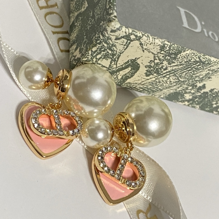 【ディオール】Dior 新作 ピアス｜CDロゴ＆ピンクハート パール ブレスレット スワロフスキー付き フェミニン ジュエリー お呼ばれ プレゼント