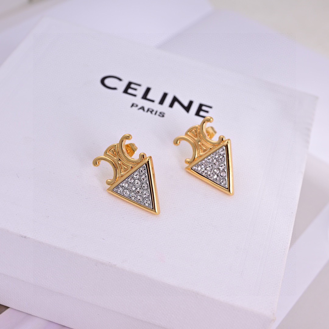 Celine セリーヌ ピアス トリオンフ 凯旋門 プレシャス PRECIOUS ゴールド 真鍮 18kメッキ