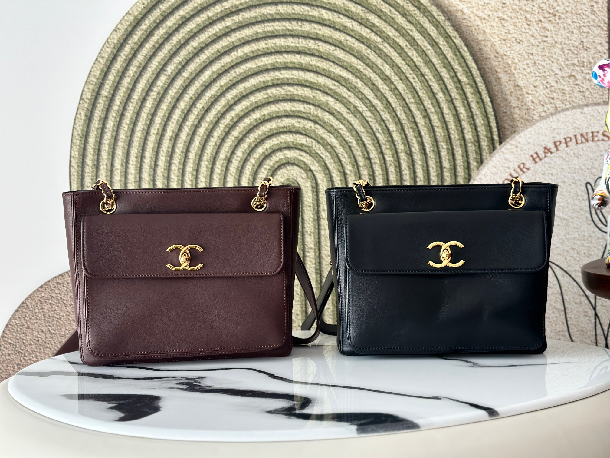 シャネル ブラウン ChaneVintage ショッピングバッグ モデルA2214