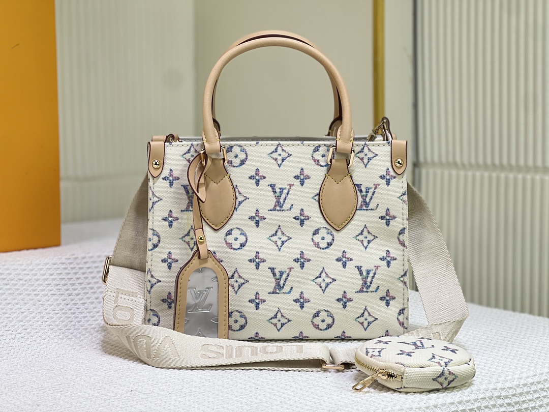 【ルイ・ヴィトン オンザゴー 中号】モノグラム×モノグラムリバース双帆布仕様 / ダブルハンドル＆ストラップで多彩なキャリング / 25cmサイズ