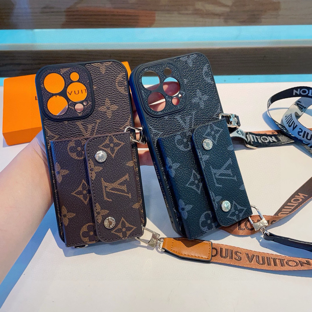 LV公式】モノグラム老花柄斜め掛けカードホルダー付きスマホケース
