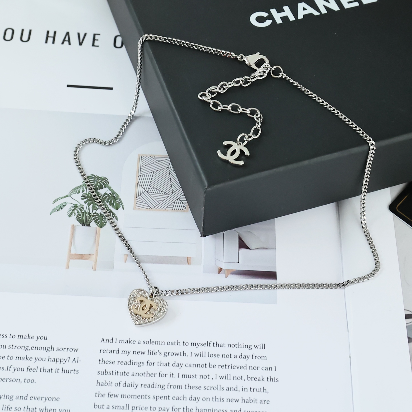 【CHANEL】26P ハート フルダイヤモンド ネックレス ゴールド×シルバー ダブルC ヴィンテージ キラキラ レディース