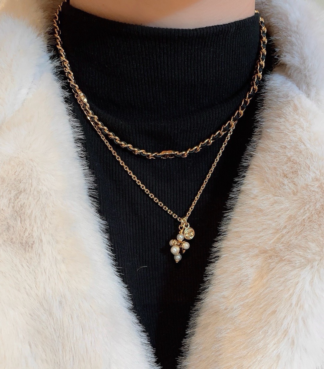 【CHANEL】パール ペンダント ネックレス ゴールド ダブルC ミックスビーズ クラシック ヴィンテージ レディース