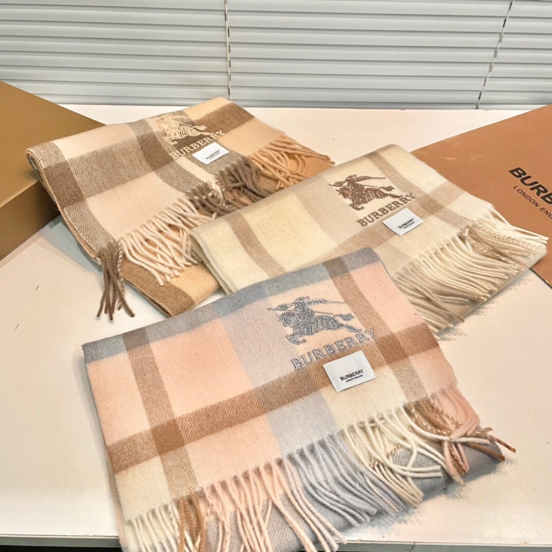 Burberry公式コレクション 100%ウール ダブルフェイス『ウォーターリップス格子』32×180cm ハイエンドマフラー 限定輸入生地と職人技の極致