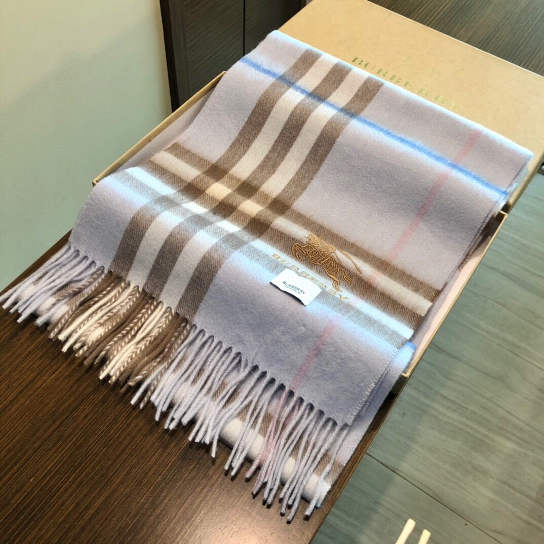 バーバリー公式コレクション 100%スコットランド産ウールダブルフェイス『ウォーターリップス格子』30×180cm ハイエンドマフラー 限定輸入生地と職人技の極致