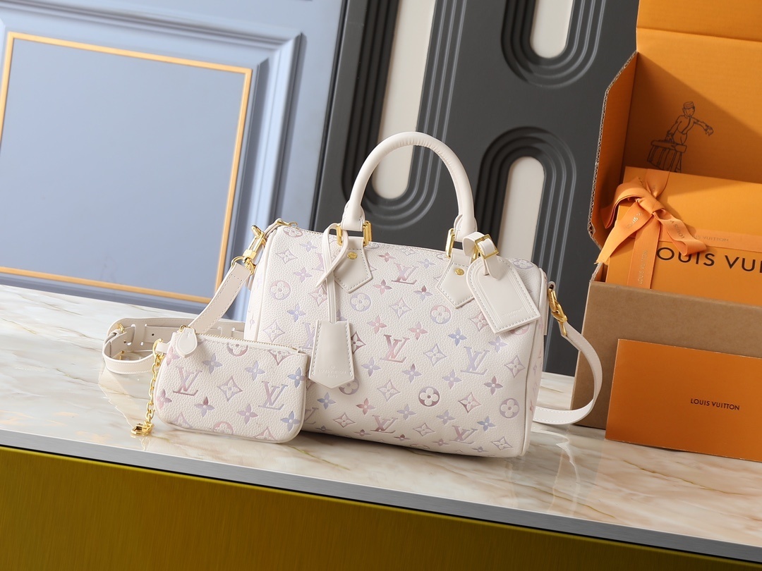 【限定モデル】ルイ・ヴィトン「スピーディ・バンドゥリエール 牛革×羊革｜日光グラデーション仕上げ｜多機能ストラップで日常からイベントまで