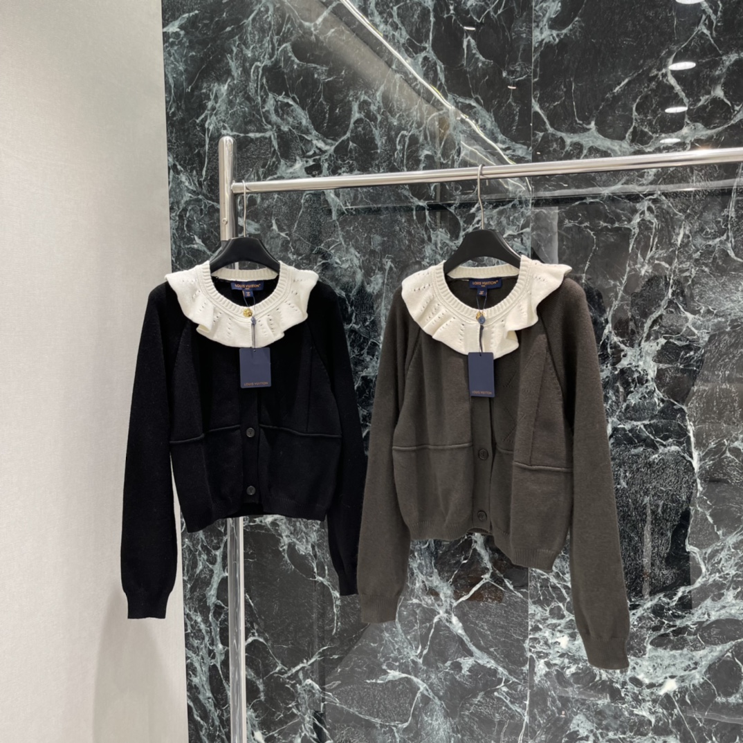 ルイ・ヴィトン(Louis Vuitton) 25年秋冬新作 レースカラー ニットカーディガン