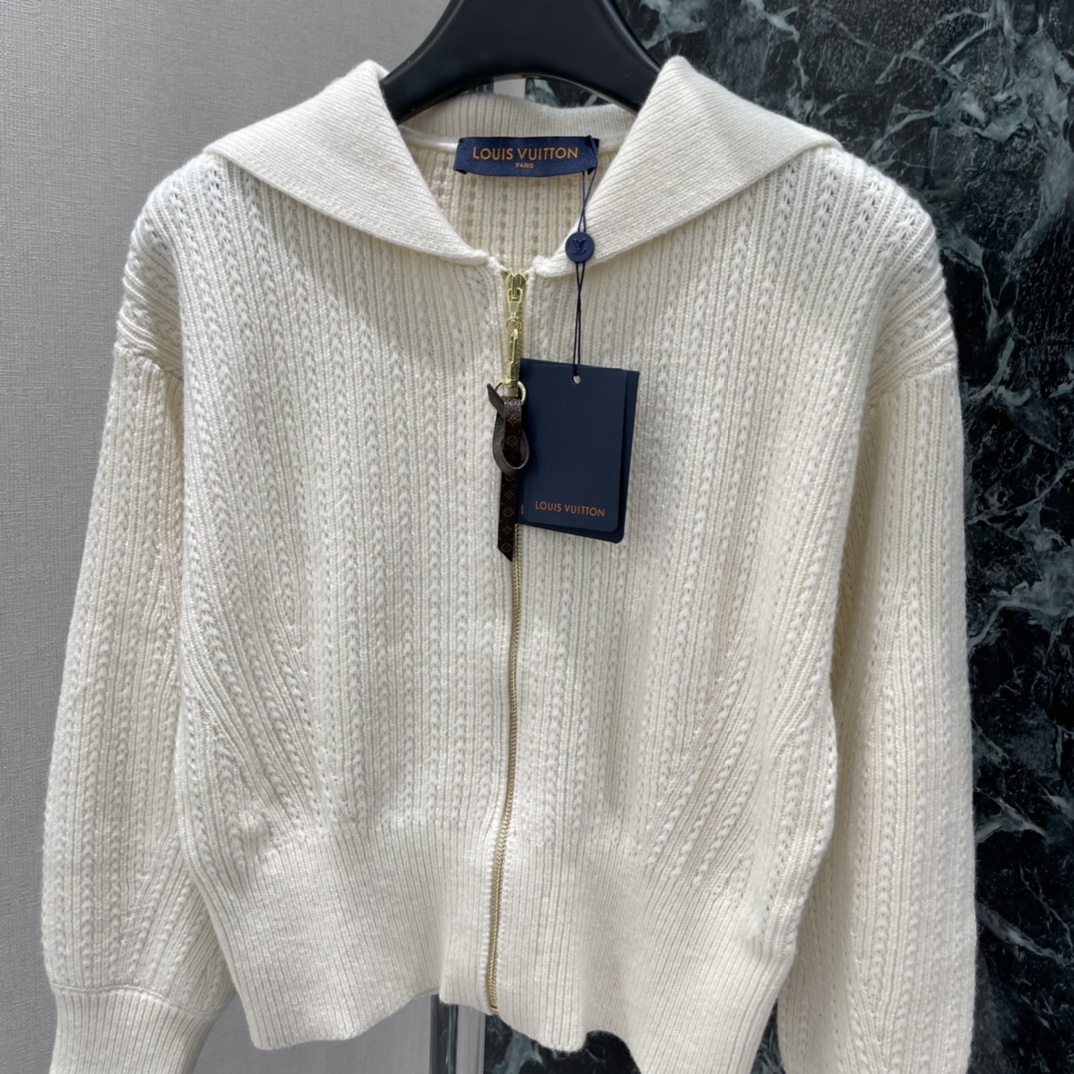 ルイ・ヴィトン(Louis Vuitton) 25年秋冬新作 マリンカラーネック ダブルジッパーニットカーディガン